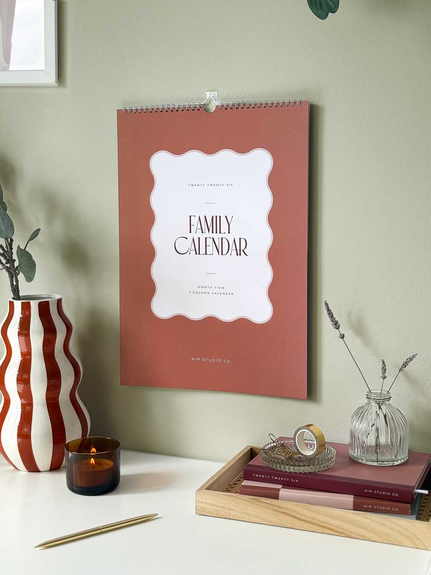 2026 A3 Family Wall Calendar: 5 Column Planner