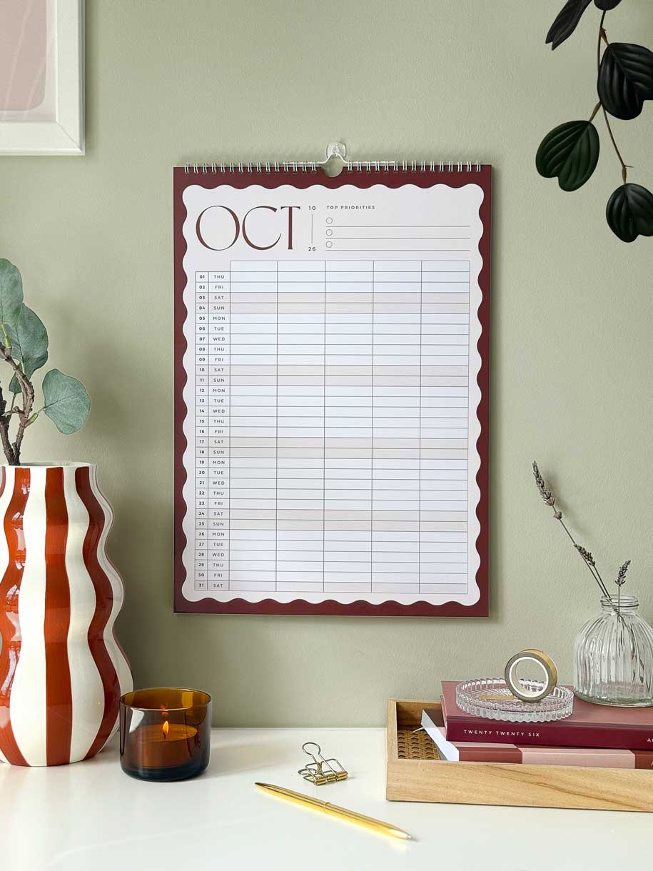 2026 A3 Family Wall Calendar: 5 Column Planner
