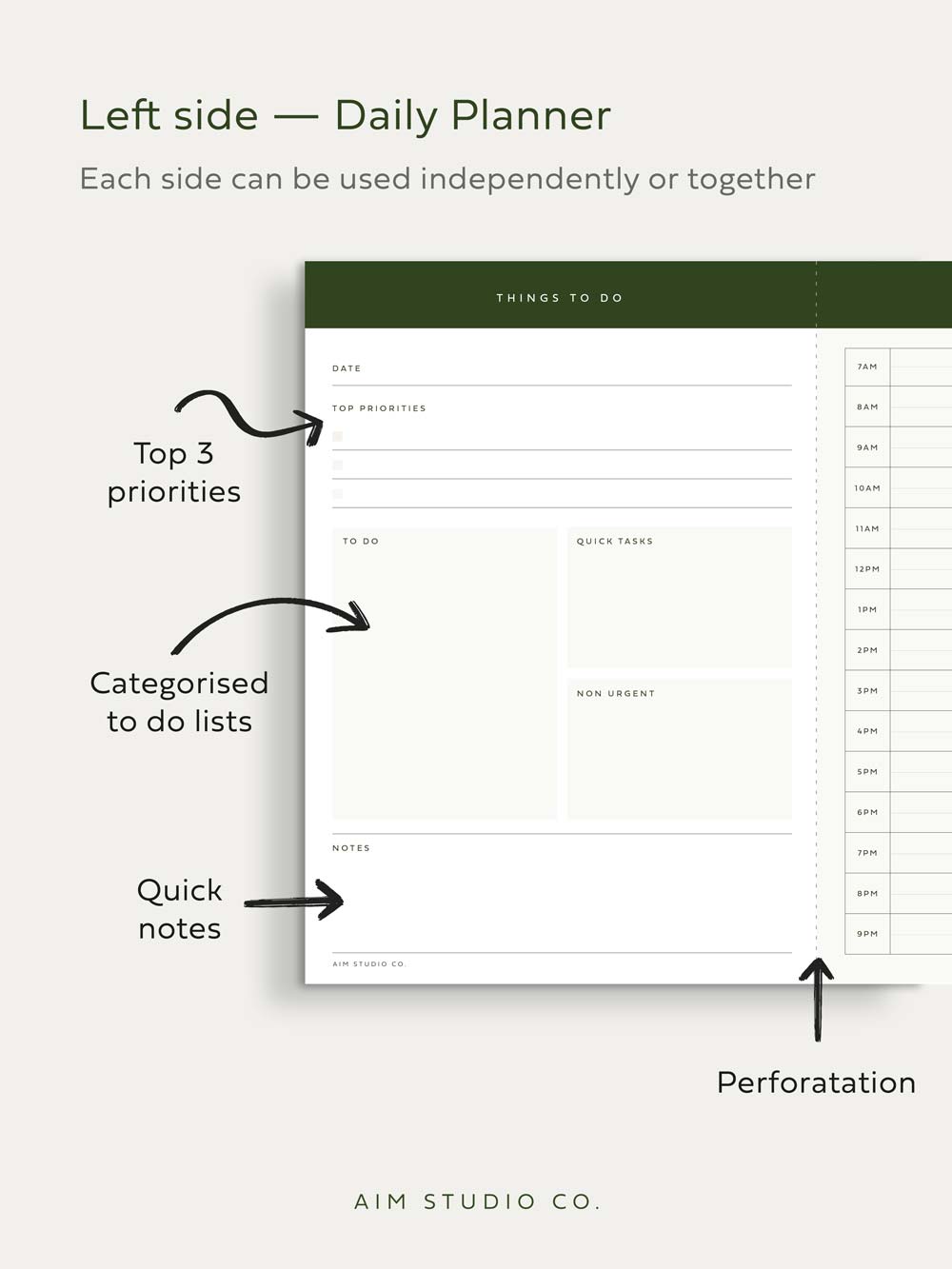 2-in-1 Daily Productivity Pad | To-Do List & Time Block Planner