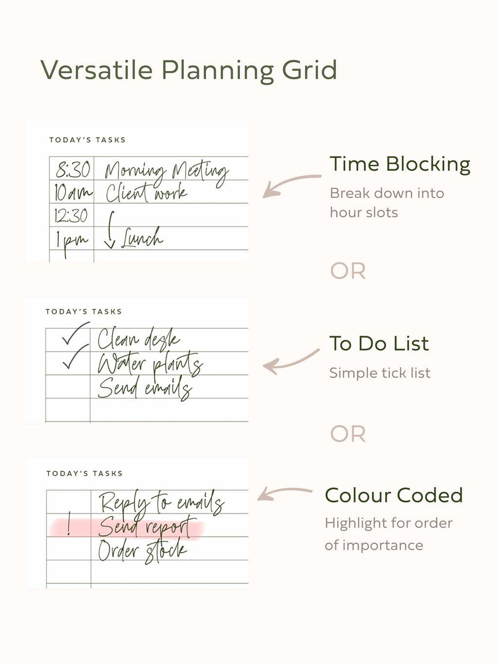 'Day by Day' Daily Productivity Planner | A5 Tear-Off Notepad