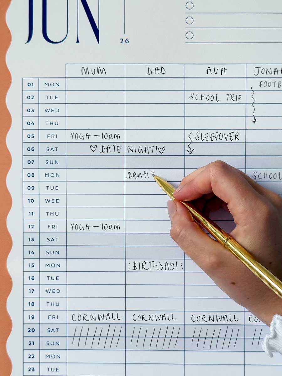 2026 A3 Family Wall Calendar: 5 Column Planner